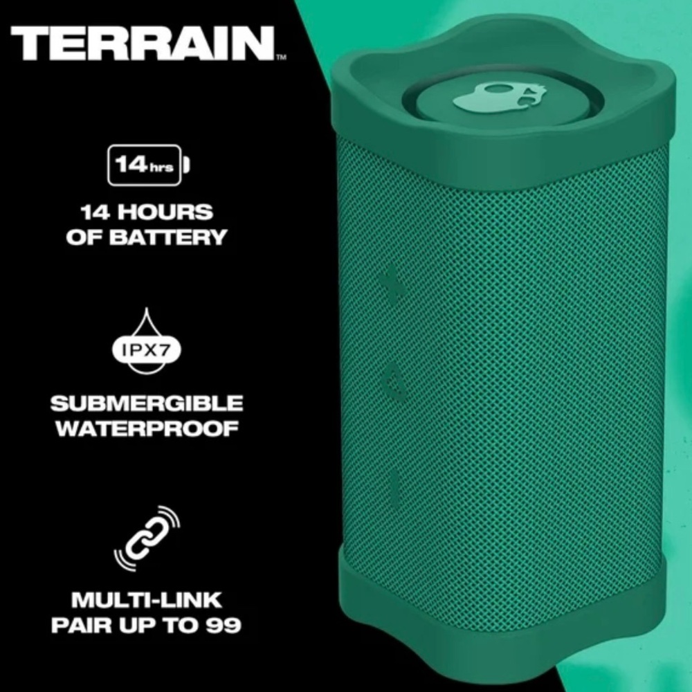 Skullcandy Terrain XT Medium Compact Tough Wireless Speaker, Green